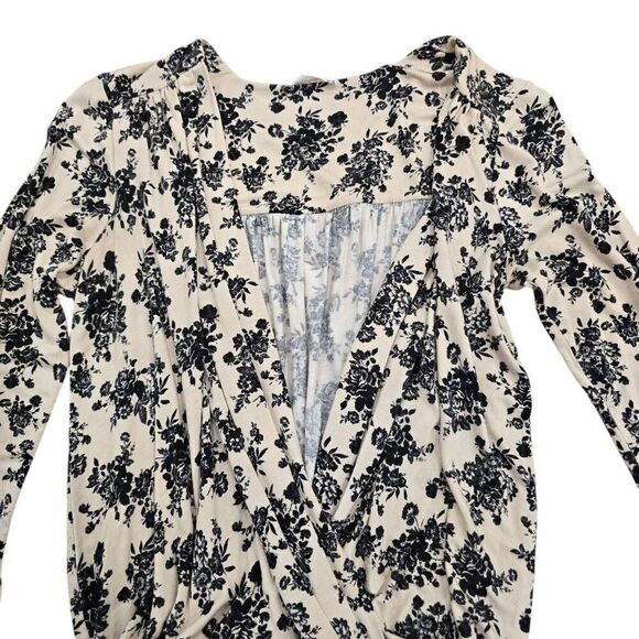 Free People Turnt Bodysuit Cream And Black Floral Womens XS Stretch Crossover Vi - Picture 4 of 7